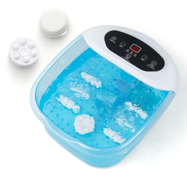 COSTWAY fotbad med automatisk massage, snabb uppvärmning 35°C till 46°C, bubbelvibrationer, 1H timerfunktion, blå