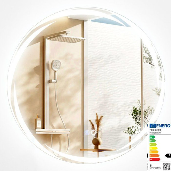 COSTWAY 60 x 60 cm Rund badrumsspegel, 3 färger, Minnesfunktion, Touch Switch, Anti-Imma funktion Pengar
