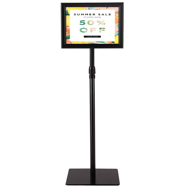 COSTWAY Stander til plakater på fod A4 justerbar støtte 73,5-118 cm i sort rustfrit stål