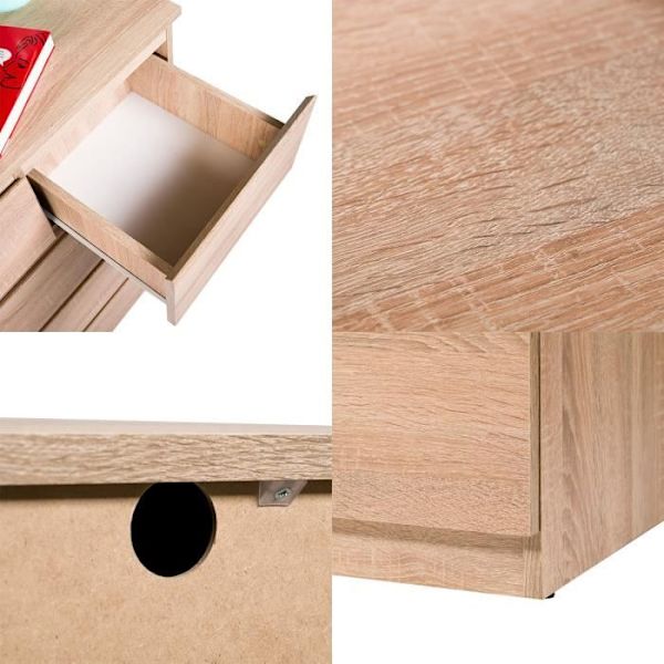 COSTWAY Kommode med 5 Skuffer i Moderne Stil L 75 x P 42 x H 104 cm til Soveværelse, Stue, Gang Brun Naturlig