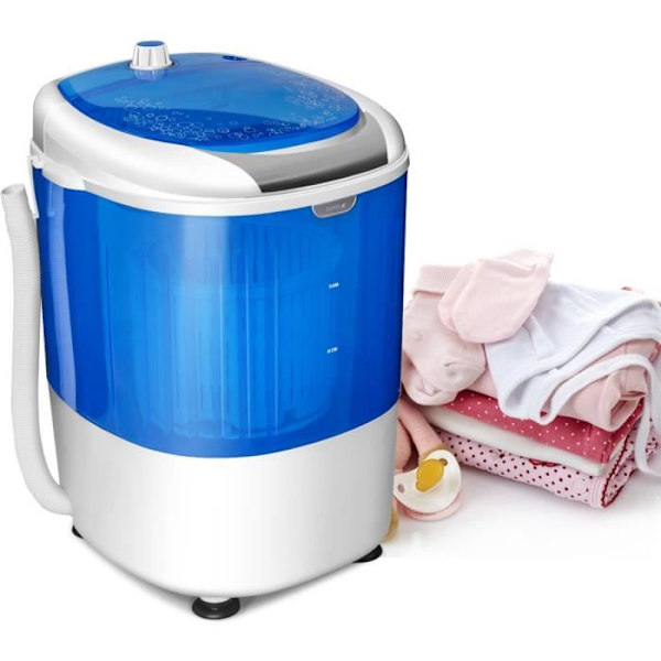 COSTWAY Mini Vaskemaskine 170W-Single Tub Spinner 2,5KG Bærbar-Timing Funktion-Semi-Automatisk-Lejlighed