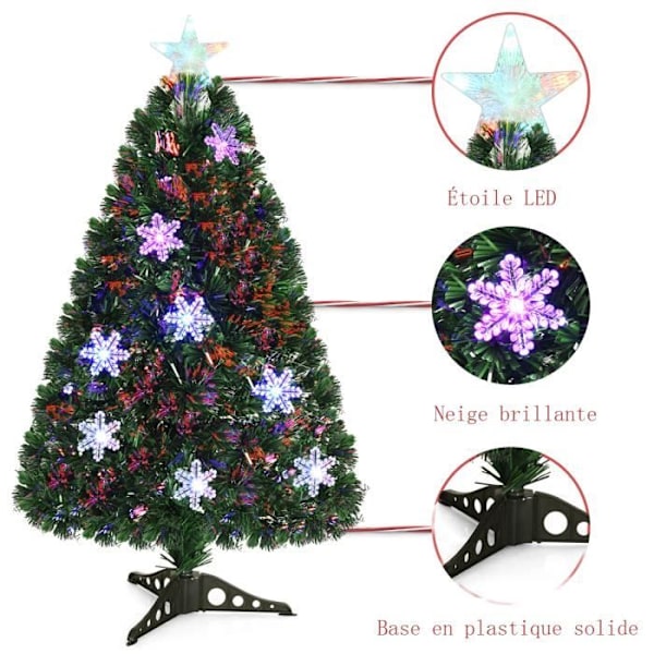 COSTWAY konstgjord julgran LED julgran 180 cm PVC-blad för dekoration med stativ, med snöbas Grön