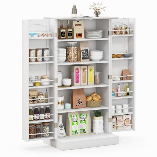 COSTWAY Sideboard-Köksskåp - 2 dörrar, 6 justerbara hyllor, tippskydd - Vardagsrum, Matsal - Vit