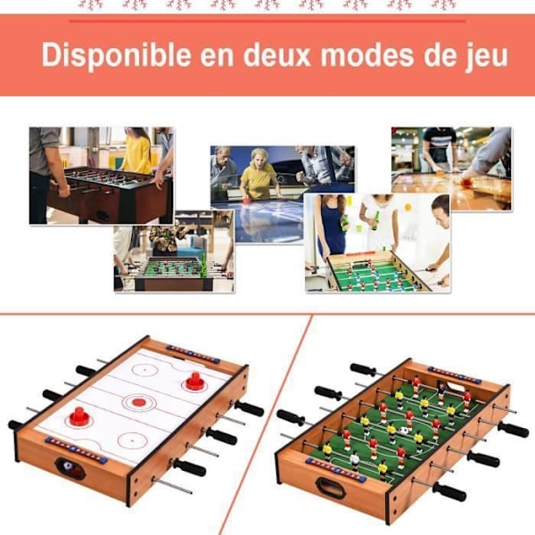 COSTWAY 2 i 1 Bordfodbold: Fodbold og Air Hockey Spil Multi-Games Spillebord Indeholder alt tilbehør