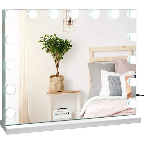 COSTWAY Hollywood Makeup Mirror LED Touch Control Belysning, 10X förstoring, Bluetooth-högtalare, 3 färger justerbar