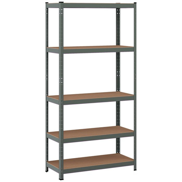 COSTWAY 5-vånings garageförvaringsställ, höjdjusterbar hylla, varje last 175 kg, 90 x 40 x 180 CM, grå Grå