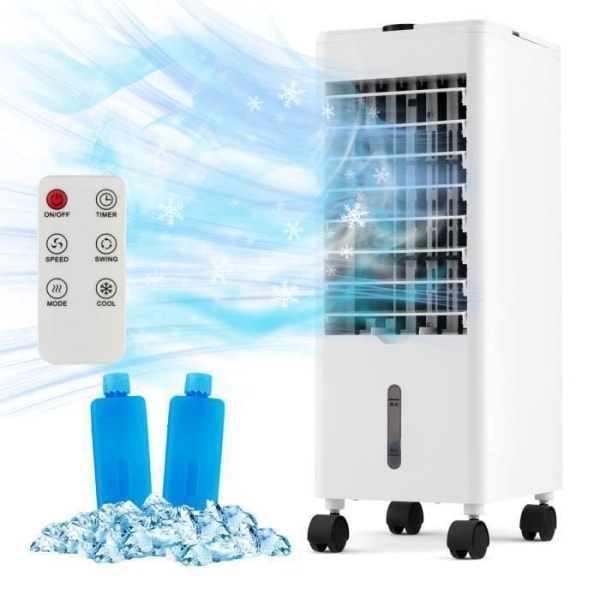 COSTWAY 4 in1 mobil luftkonditionering 60W-dubbel tank 2,8L-Fjärrkontroll, LED-pekskärm-12H Timer-60° Oscillation-3 Vind-Vit Vit