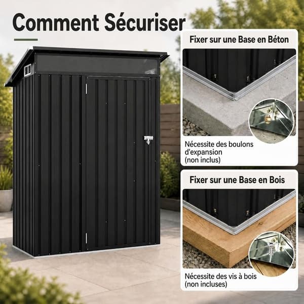 Uteförråd 150x89x185cm COSTWAY - Ljus PC-panel - Lutande tak - Ventilationsöppning - Låsbart dörr - Handskar - Grå