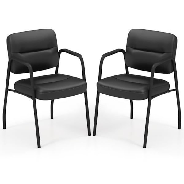 COSTWAY Set med 2 kontorskonferensstolar, klädda i blandat PU-läder med integrerade armstöd, 58x56x81cm för mötesrum