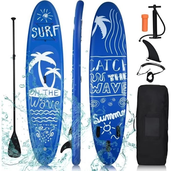 COSTWAY Uppblåsbar Stand Up Paddle Board 335x76x15CM PVC Tillbehör Bärbar väska Justerbar Paddel Bottenfenor Hand Pump koppel