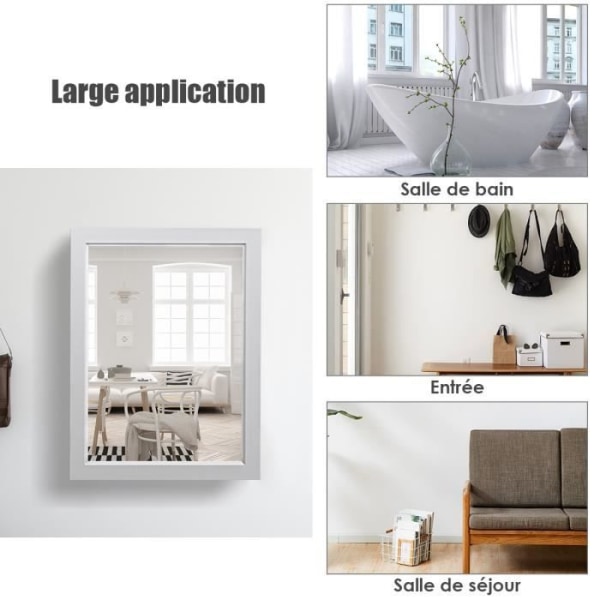 COSTWAY Kylpyhuoneen seinäkaappi peilillä lääkekaappi säädettävällä korkeudella hyllyllä harmaa 51 x 16 x 66,5 CM valkoinen grå