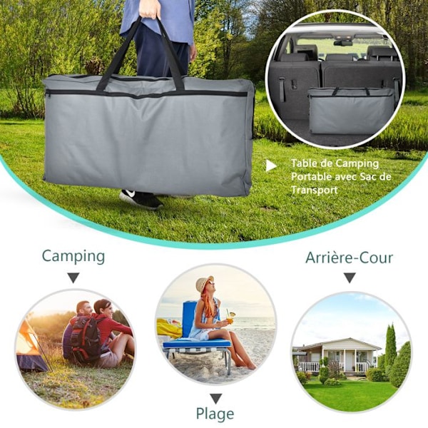 COSTWAY Foldable Havebord med 3 Hylder, Camping Foldseng med Aluminiumramme og Transporttaske