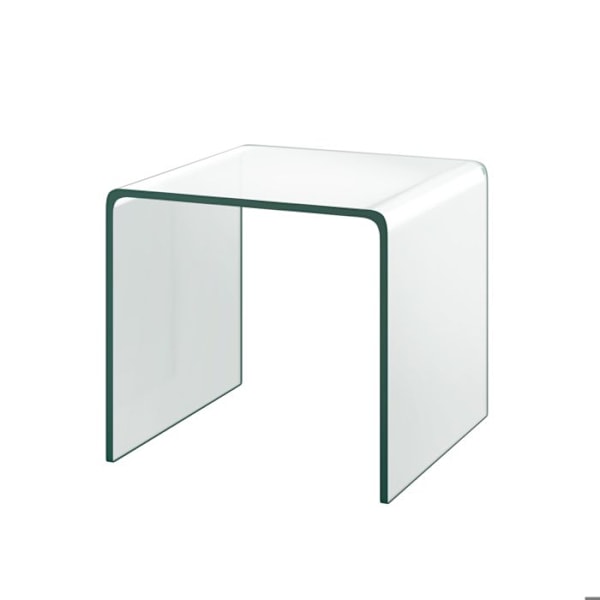 COSTWAY soffbord i transparent härdat glas och halkfria fötter, 45 x 45 x 41 cm i U-form för vardagsrum, kontor, sovrum Transparent