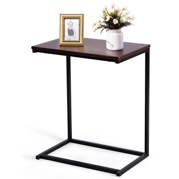 COSTWAY U-formet stue kaffesofa endebord - industriel stil MDF træ og metal 55x35x65CM