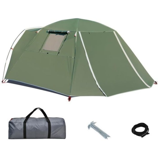 COSTWAY 4-6 personers bärbart campingtält, dubbelt lager med regnfluga, 2 vindtäta dörrar, bärväska för vandring