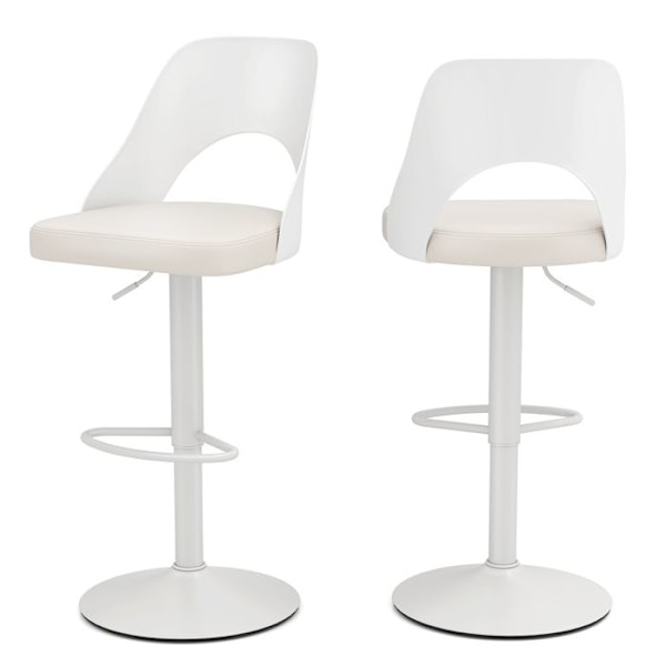 COSTWAY Sæt af 2 Ergonomiske Barstole - Justerbar Sædehøjde 63-83 cm til Køkken Bistro Hvid