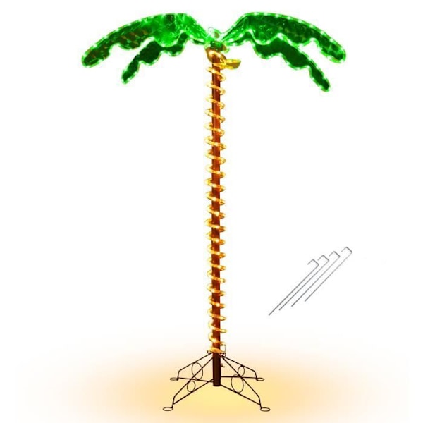 COSTWAY keinotekoinen palmu-LED Korkeus 154 cm, Kookospuukuvioinen lamppu sisä- ja ulkokäyttöön, kokoontaittuva pohja, 60Hz/7W