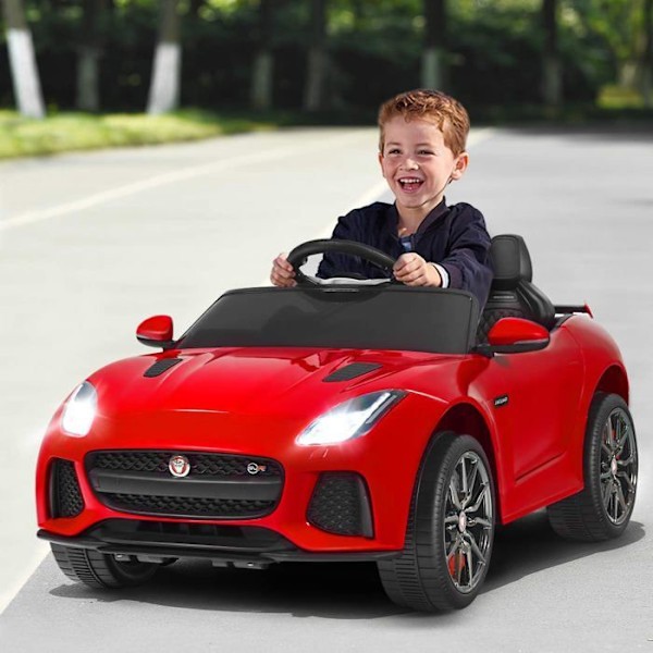 Jaguar elbil 12V/4,5 för barn 3-8 år, 2,4G fjärrkontroll, 3-5 km/h, 2 motorer, MP3, USB, TF, Story Red Röd
