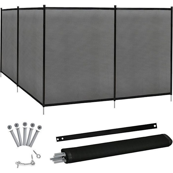 COSTWAY Foldbar poolbarriere, 360 x 125 CM, poolhegnspærre i blødt nettekstilstof med linealstolper Svart