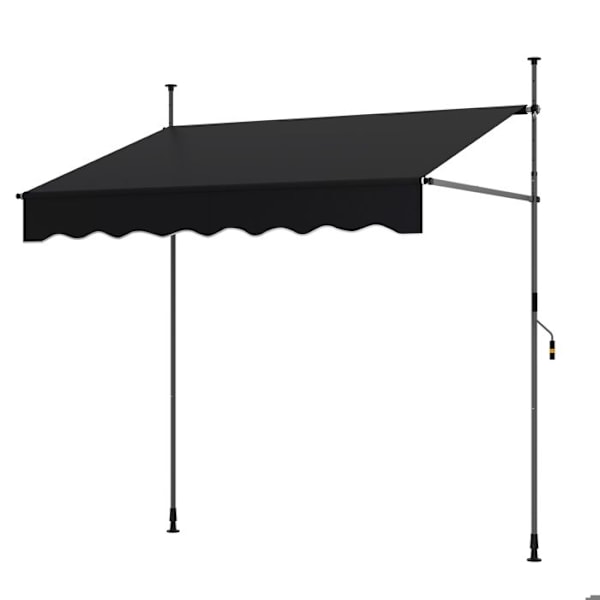 COSTWAY Butik Banner Manuel Retractable 2 x 1,2-1,5M - Kranke Justerbar Højde 210-300CM, Terrasse Markise Anti UV Sort