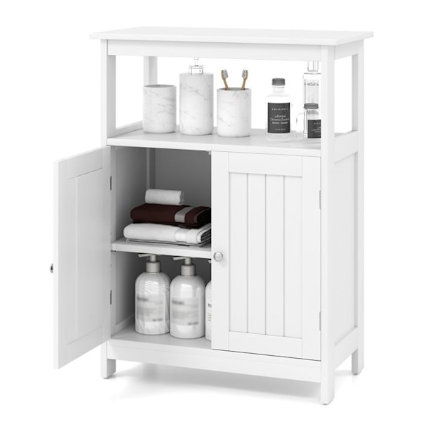 COSTWAY Badeværelse Skab med 2 Døre, Rum og Justerbar Hylde, til Stue, Entré, Køkken, 60x30x80 cm Hvid
