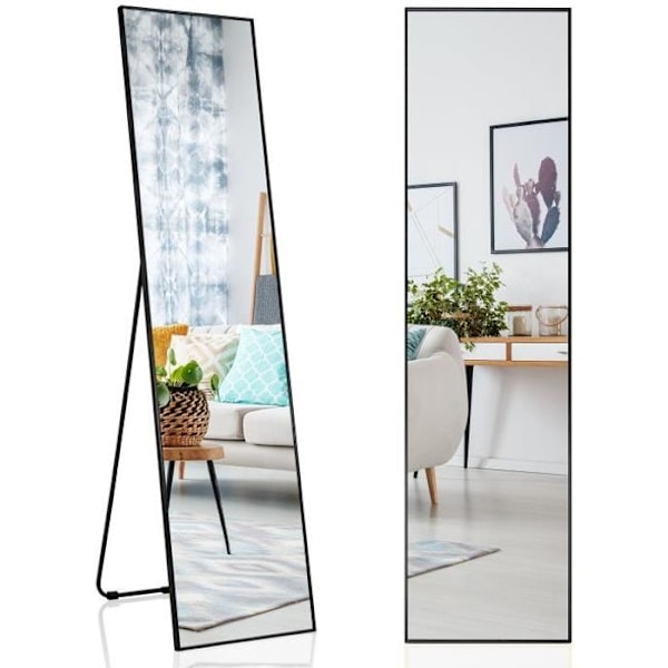 Rektangulært stående spejl - COSTWAY - 40 x 60 CM - Justerbar vippevinkel - Sort Svart