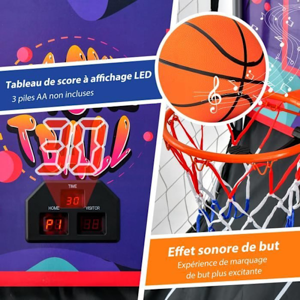 COSTWAY Arcade Basketball Game Double Shootout Double Hoop elektronisk resultattavla med 4 bollar, 1 pump Basket Hoop Lila