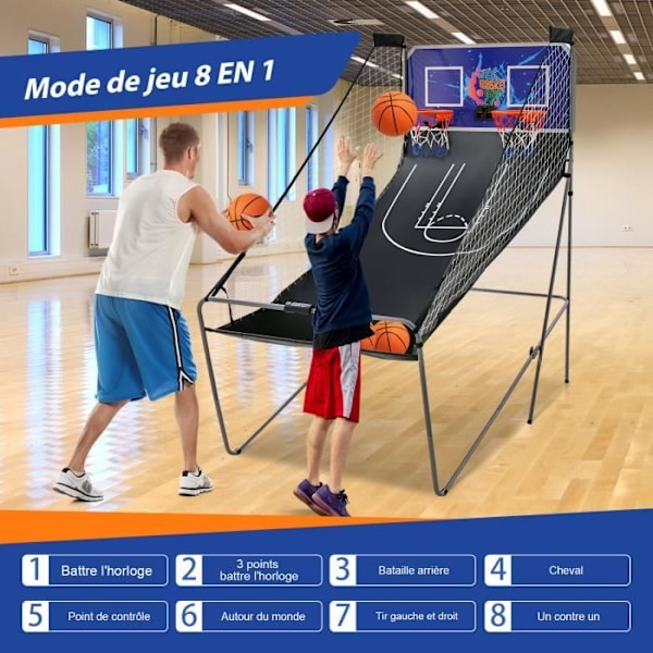 COSTWAY Arcade Basketball Game Double Shootout Dobbelt Basket Elektronisk tæller med 4 bolde, 1 pumpe Basketball Hoop Blue