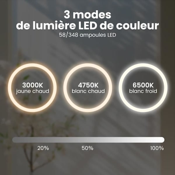 COSTWAY Ø 80 cm Badeværelsesspejl - LED og Anti-dug, 3 farver (3000-6500K), Tid/Temperatur Display, til Badeværelse