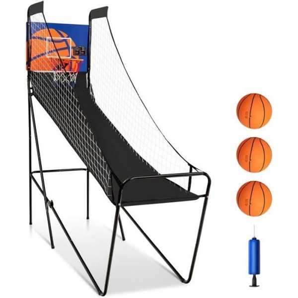 COSTWAY hopfällbar arkadbasketboll för barn med elektronisk poängspelare, summer, 3 pumpbollar Korgdiameter 32 cm Ålder 8+