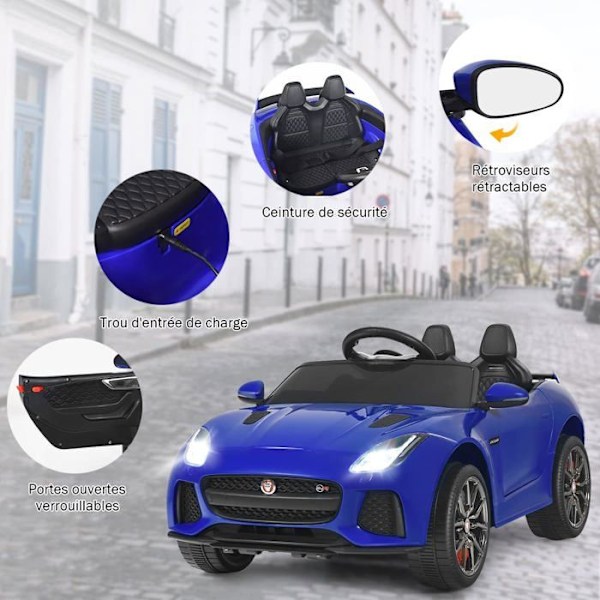 Elbil för barn - COSTWAY - Jaguar 12V/4,5 - 2,4G fjärrkontroll - MP3, USB, TF - Blå Blå