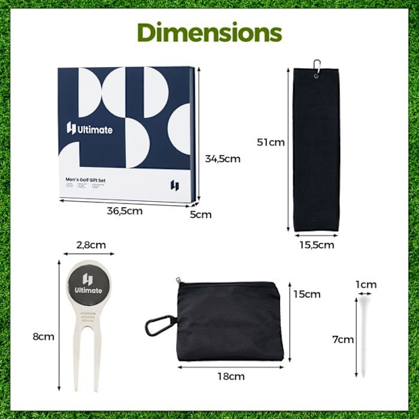Golftyökalu 24 asustetta miehille COSTWAY-3 palloa, 12 golfpaitoja-Divot-työkalu-pyyhe, vyö, hattu, merkki, laukku
