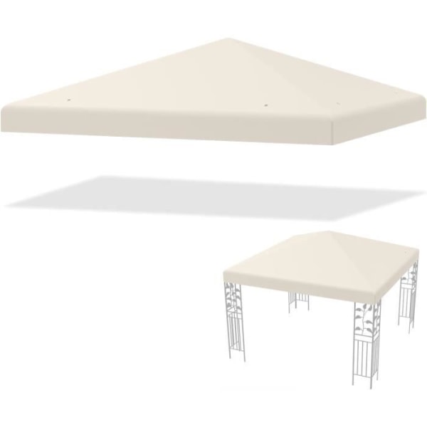 COSTWAY Udskiftesoltage 3 x 3 M Solbeskyttelse, Presenning til Pavilion i Polyester, til Have, Strand, Park, Beige