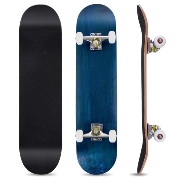 COSTWAY Skateboard 7-lagers Lönnträ Oval Skateboard Blå 80x20cm Modern stil för barn nybörjare