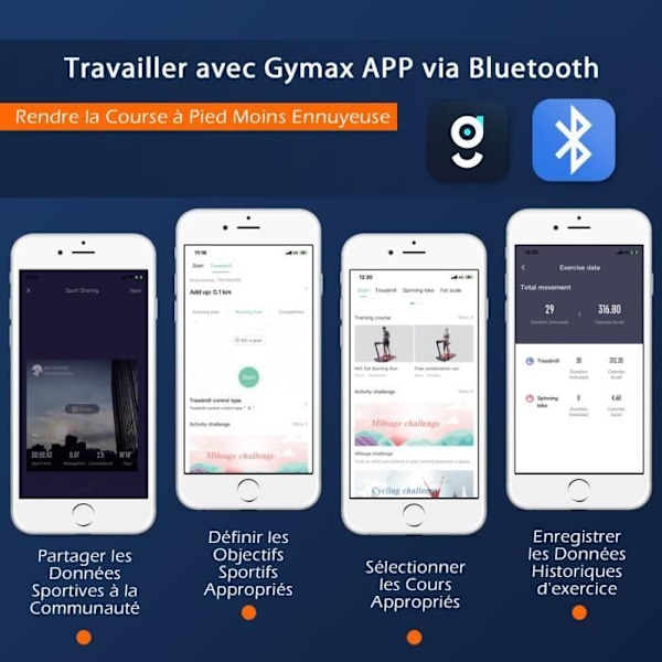 COSTWAY Foldbart Løbebånd APP Kontrol 1-12 KM-H 0,75HK Motor Bluetooth Højttaler Transporthjul Blå LED-skærm