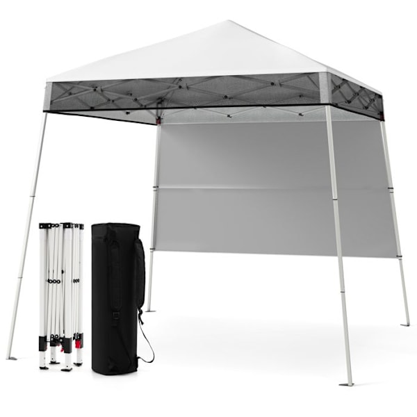 COSTWAY Have Telt 182 x 182 cm med Sidepanel - Foldbar Receptionstelt med Justerbare Skrå Fødder Hvid