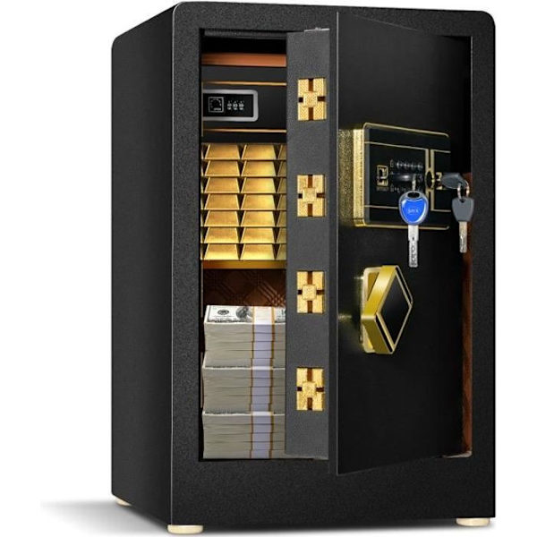 COSTWAY Electronic Security Safe - 28,31 L digitalt tastatur - 2 nøgler - Dobbelt alarmsystem - Flytbar hylde - 38x35,5x59 cm
