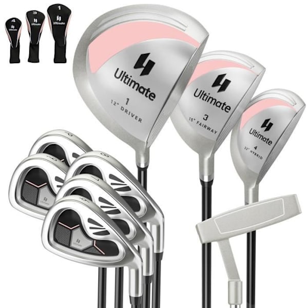 COSTWAY 9-osainen golfmailasetti naisten oikeakätisille - alumiiniseoskuljettaja - 3 päänsuojusta - Fairway, hybridi, 5 rautaa, putteri