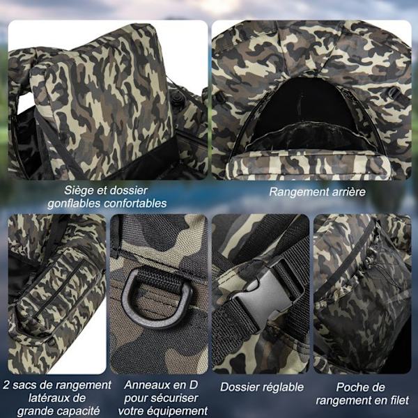 COSTWAY oppustelig fiskebåd - Fiskelineal - Finner - Stangholder - Opbevaringslomme - Pagaj - Pumpe - Taskestropper - Camouflage