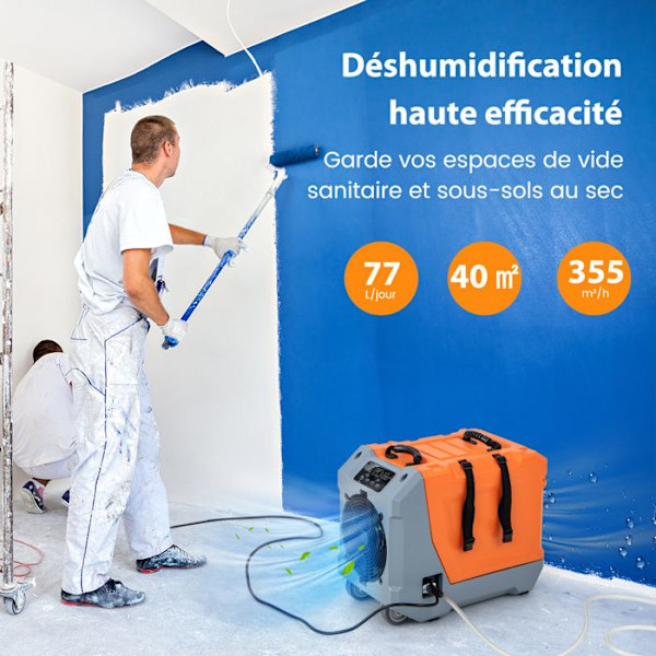 Ammattimainen 85 L/Päivä Kosteudenpoistin COSTWAY-24 H Ajastin-Itsepurku-Pumppu ja Viemäriputki-2 Pyörää/Kahva-Musta