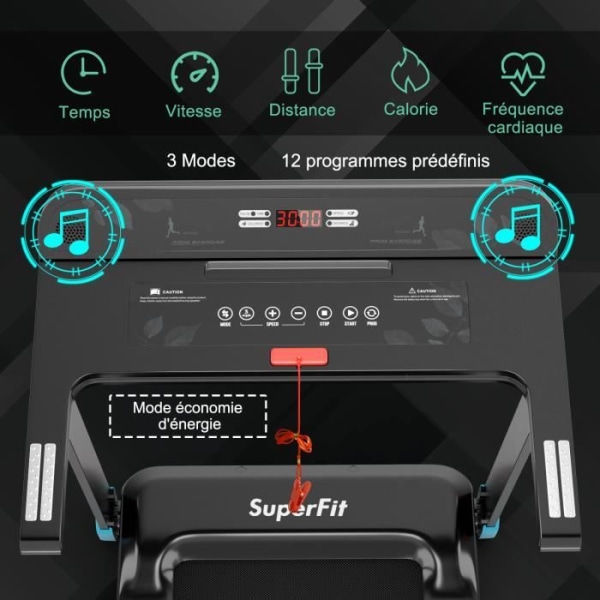 COSTWAY Foldbart Løbebånd APP Kontrol 0,96-12 km/t Bluetooth 12 programmer LED Display og Marine Device Support