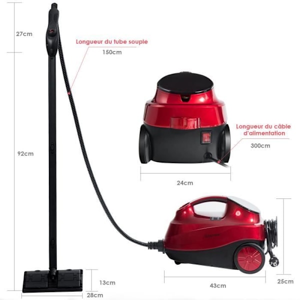 COSTWAY 2000W mångsidig ångmopp ångtvätt med 1,5 liters tank, 19 tillbehör 4,0 BAR för rengöring av golv, mattor