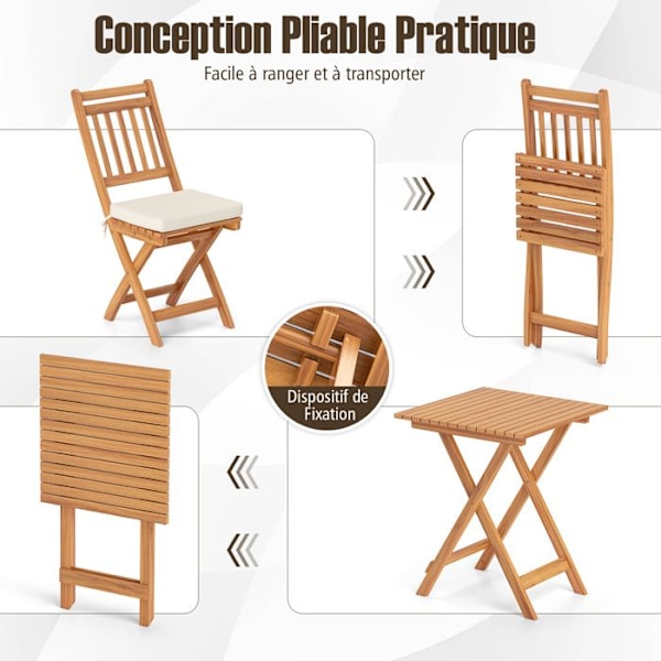 Have a seat at this costway dining table and two folding chairs for your garden. Made of acacia wood with soft cushions, featuring no armrests and re Naturlig