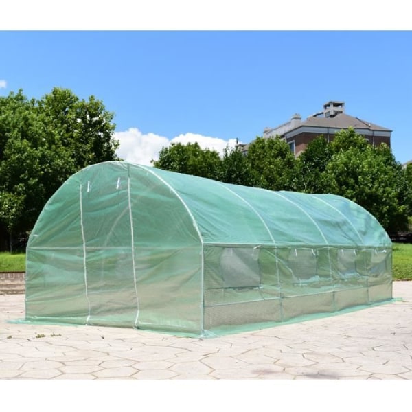 300*600*200cm PE Tunnel Trädgårdsväxthus Rostfritt stål Tomatväxthus med dubbelsidig dragkedja Anti-UV Vattentätt