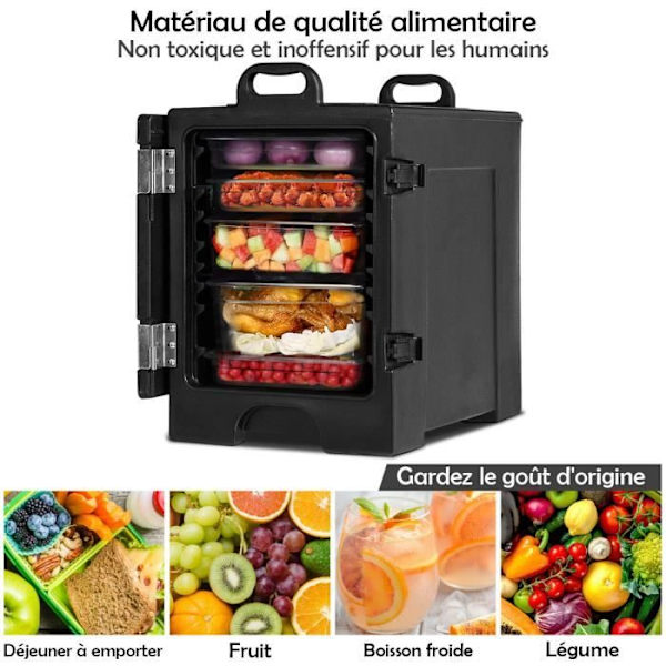 COSTWAY Isolerad behållare 77L Bärbar polyetenbehållare - Mattransport av 5 rätter - Matsalar, restauranger - Svart Svart