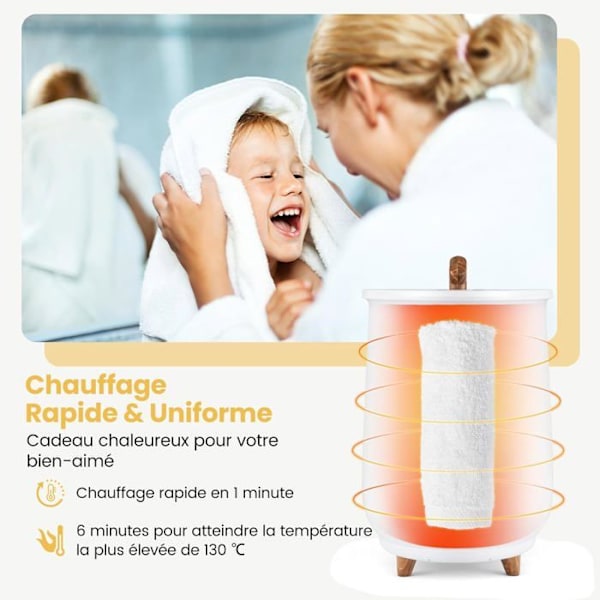 COSTWAY Håndklædevarmer Spand 23 L Timer 20-90 Min 3 Niveauer 60℃-80℃ Automatisk Slukning Støtte til Duftplade