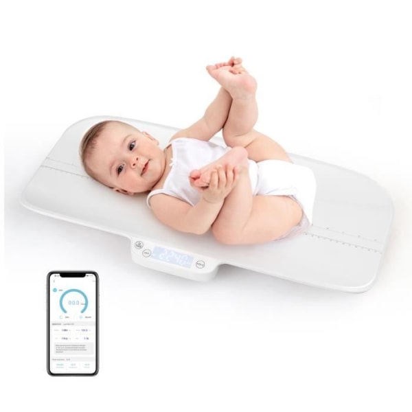 COSTWAY Digital Babyvægt Max 30 kg Størrelse 60CM APP Kontrol 4 måleenheder Tara-vedligeholdelsesfunktion LED-skærm Automatisk nedlukning