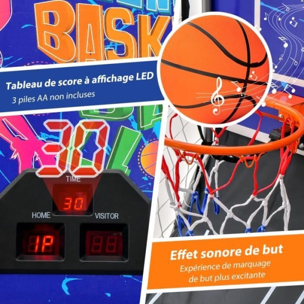 COSTWAY Arcade Basketball Game Double Shootout Double Basket Elektronisk disk med 4 bollar, 1 Pump Basket Hoop Blue