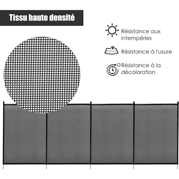 COSTWAY Foldbar poolbarriere, 360 x 125 CM, poolhegnspærre i blødt nettekstilstof med linealstolper Svart