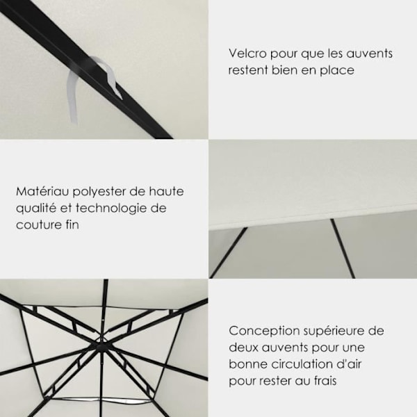 COSTWAY Udskiftningsstof til Pavilion Telt 3 x 3 M i Vandtæt Polyester til Have Pavillon Beige